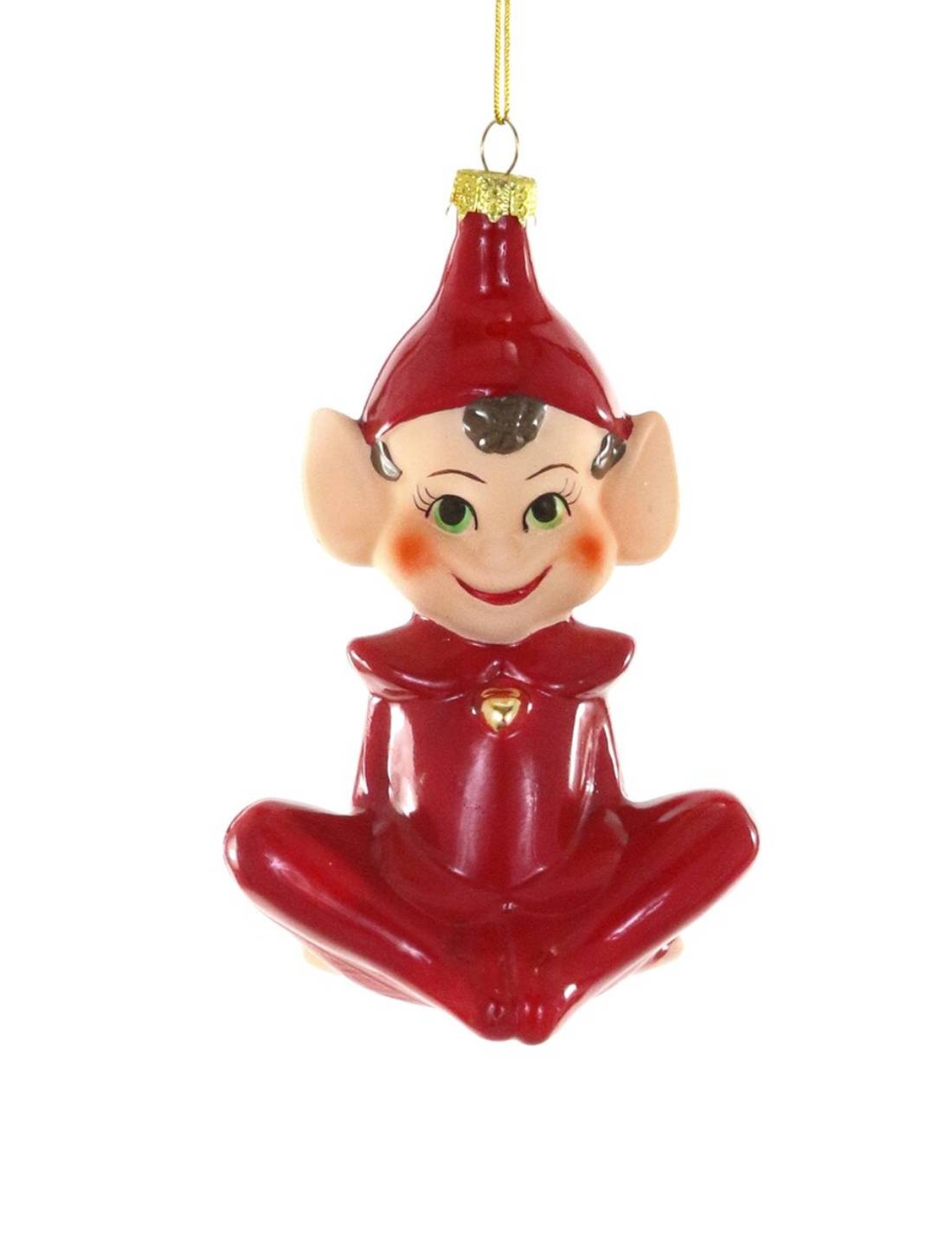 Addobbo Albero Di Natale In Vetro Elfo Rosso 11cm