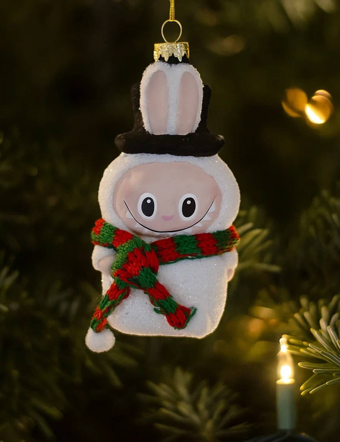 Addobbo Albero Di Natale In Vetro Labubu Pupazzo Di Neve 11cm