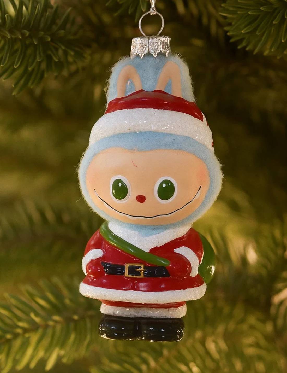 Addobbo Albero Di Natale In Vetro Labubu Babbo Natale 12cm