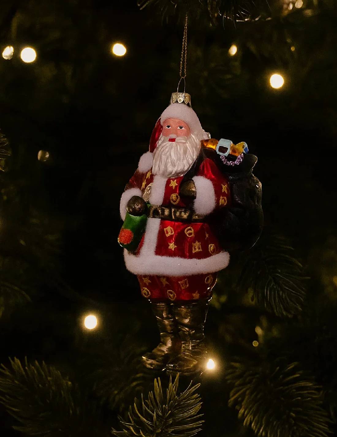 Addobbo Albero Di Natale In Vetro Babbo Natale Luxury 15cm