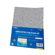 Carta Glitter A4 210gr. Argento 10 Fogli