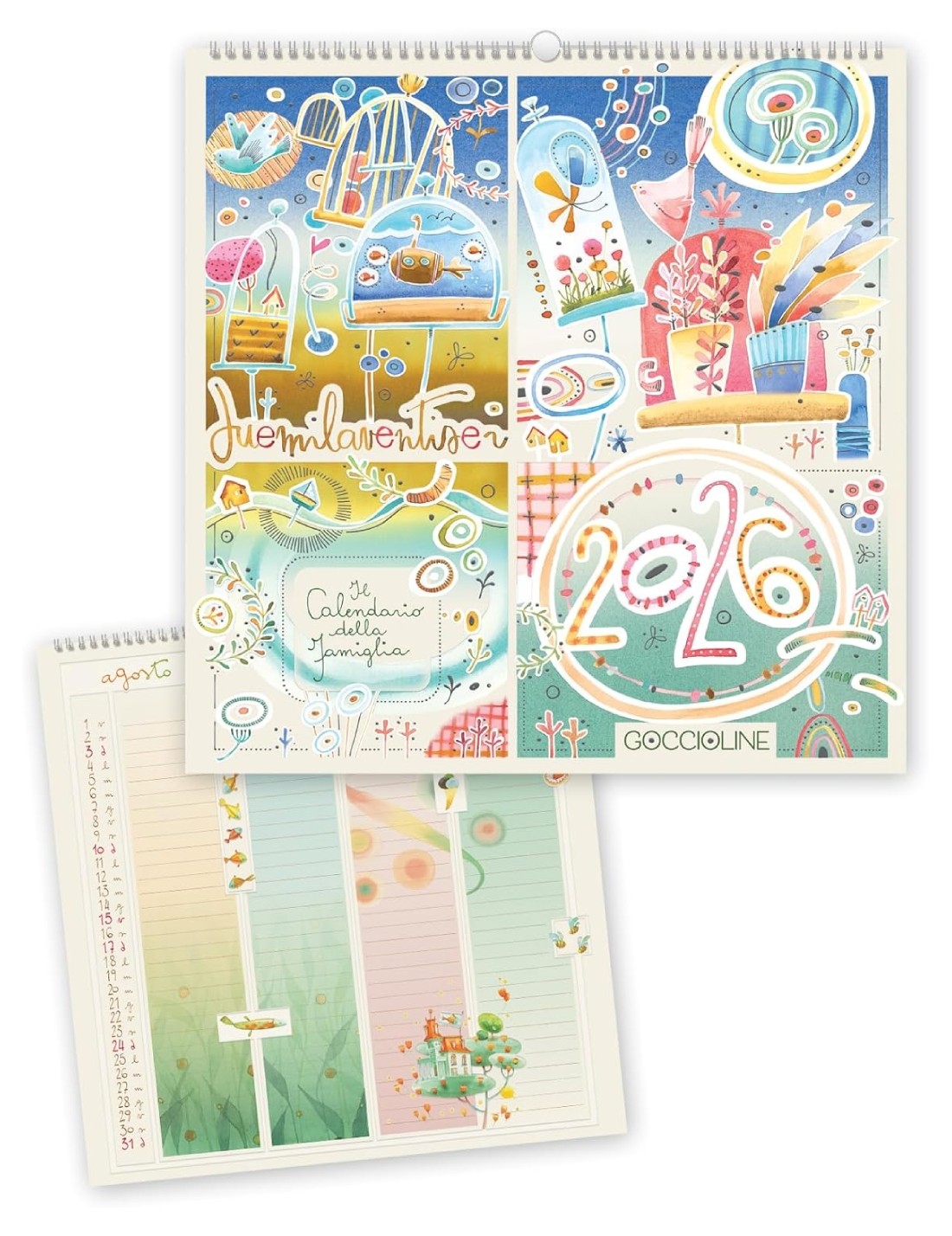 Calendario Da Parete 2026 Goccioline Famiglia 30cm