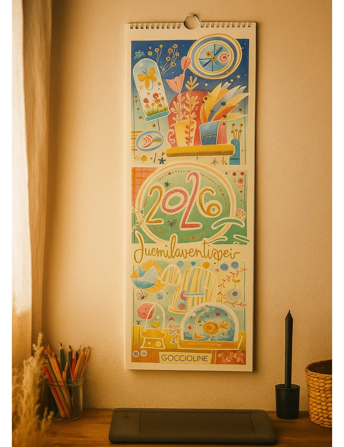 Calendario Da Parete Spiralato 2026 Goccioline 45cm