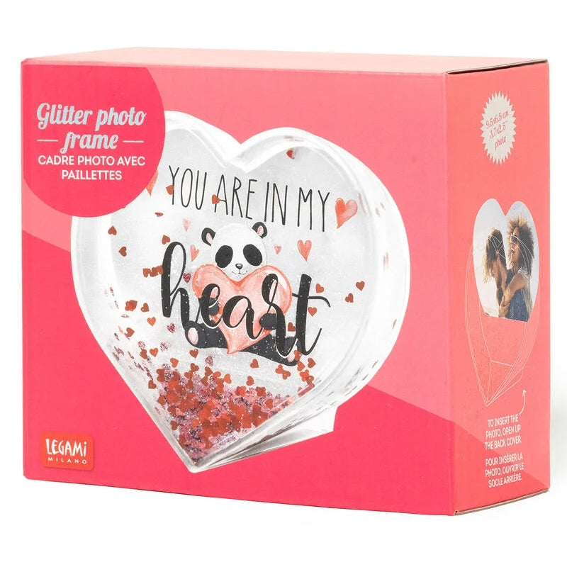 Portafoto Legami Cuore Trasparente Panda Glitter