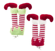 Addobbo Albero Di Natale Gambe Di Elfo Con Pantalone Biaco E Rosso E Clip 16x6x2,5cm