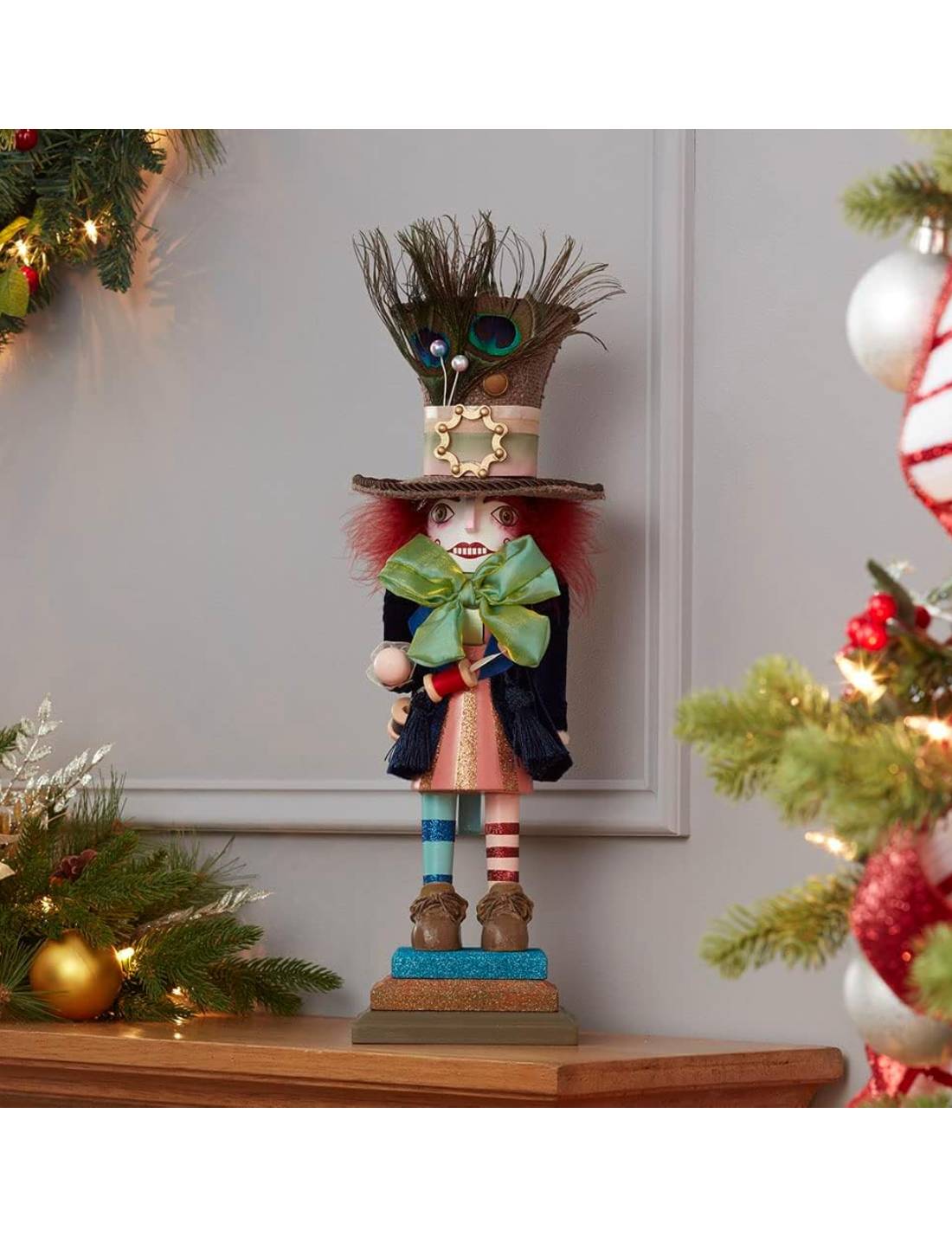 Addobbo Di Natale Disney Schiaccianoci Cappellaio Matto In Legno 46cm