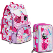 Seven School Pack Sj Gang Heart Lolly Zaino Sdoppiabile Più Astuccio Completo 3 Zip
