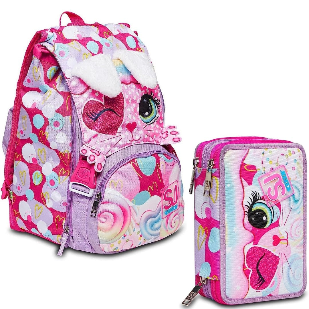 Seven School Pack Sj Gang Heart Lolly Zaino Sdoppiabile Più Astuccio Completo 3 Zip