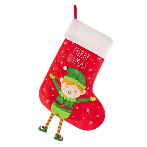 Calza Befana Epifania Babbo Natale Elfo Con Gambe