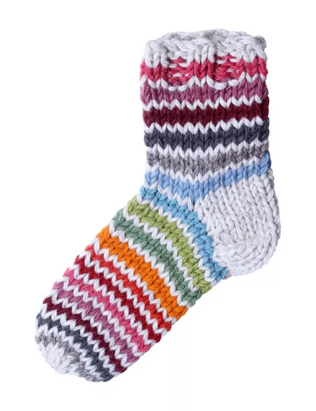 Calza Epifania In Lana Con Toni Arcobaleno Fairisle
