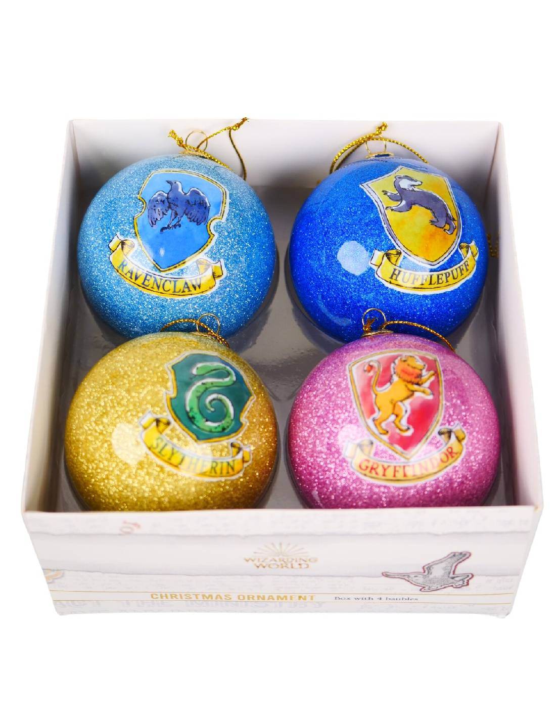 Box Palline Di Natale Disney Harry Potter Glitter 4pz 7,5cm