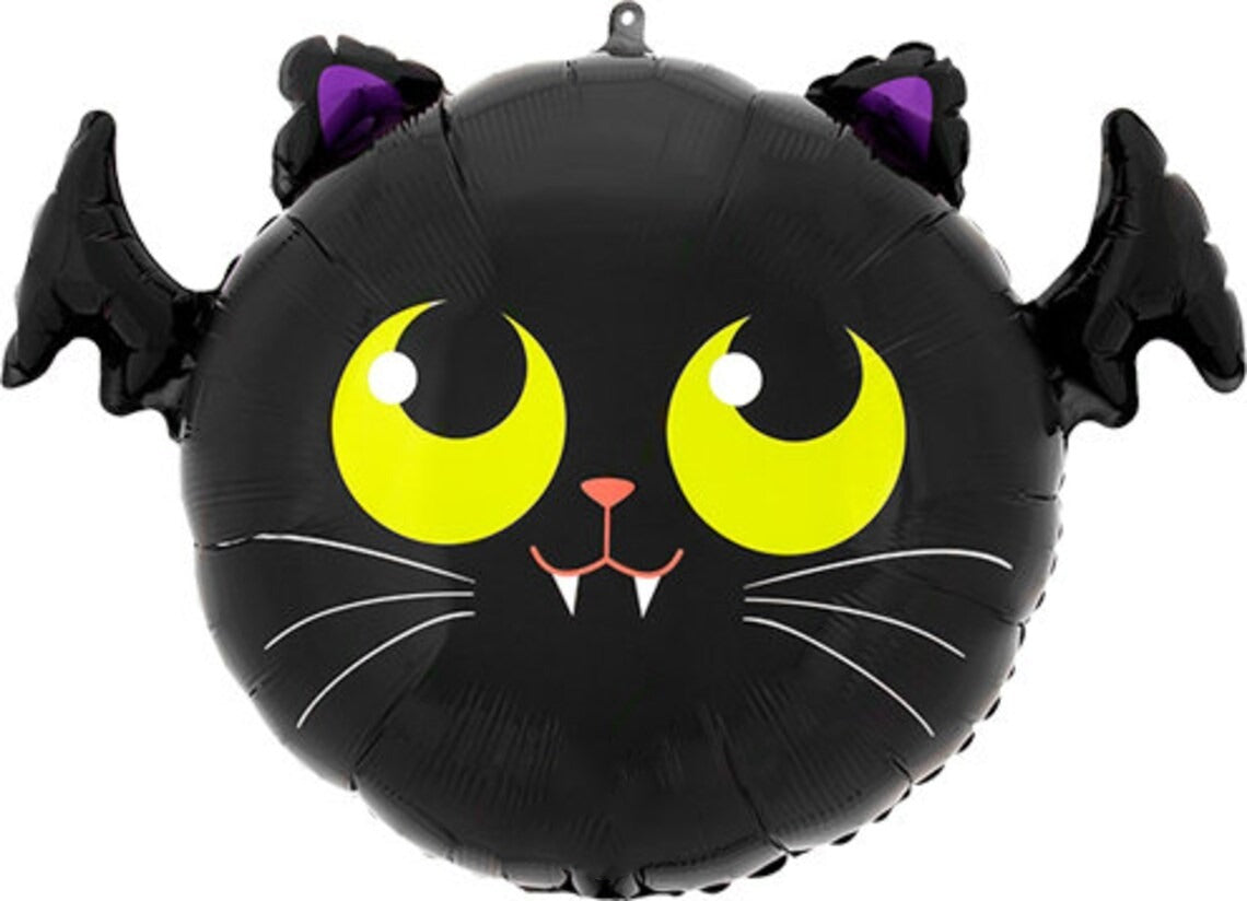 Palloncino In Metal Foil Gatto Pipistrello 60x72cm Ornamenti Halloween