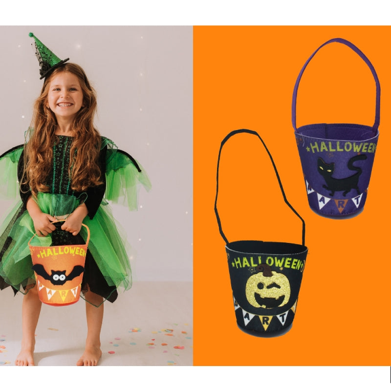 Cestino Per Dolci In Feltro Assortiti 12x15cm Halloween
