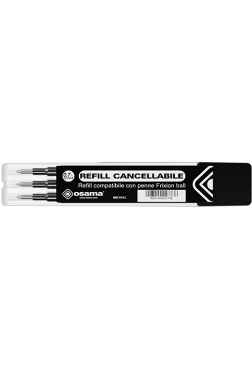 Osama Refill Inchiostro Gel Cancellabile Nero 3pz