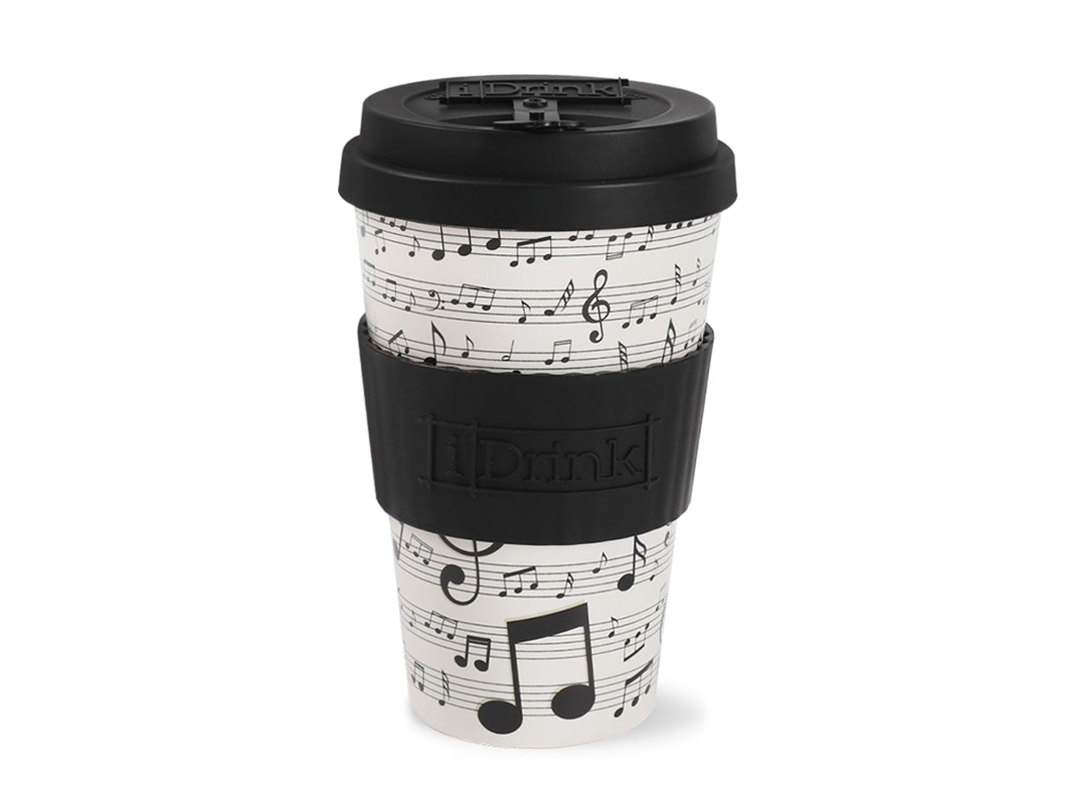 Bicchiere Travel Cup Con Tappo In Silicone Note Musicali