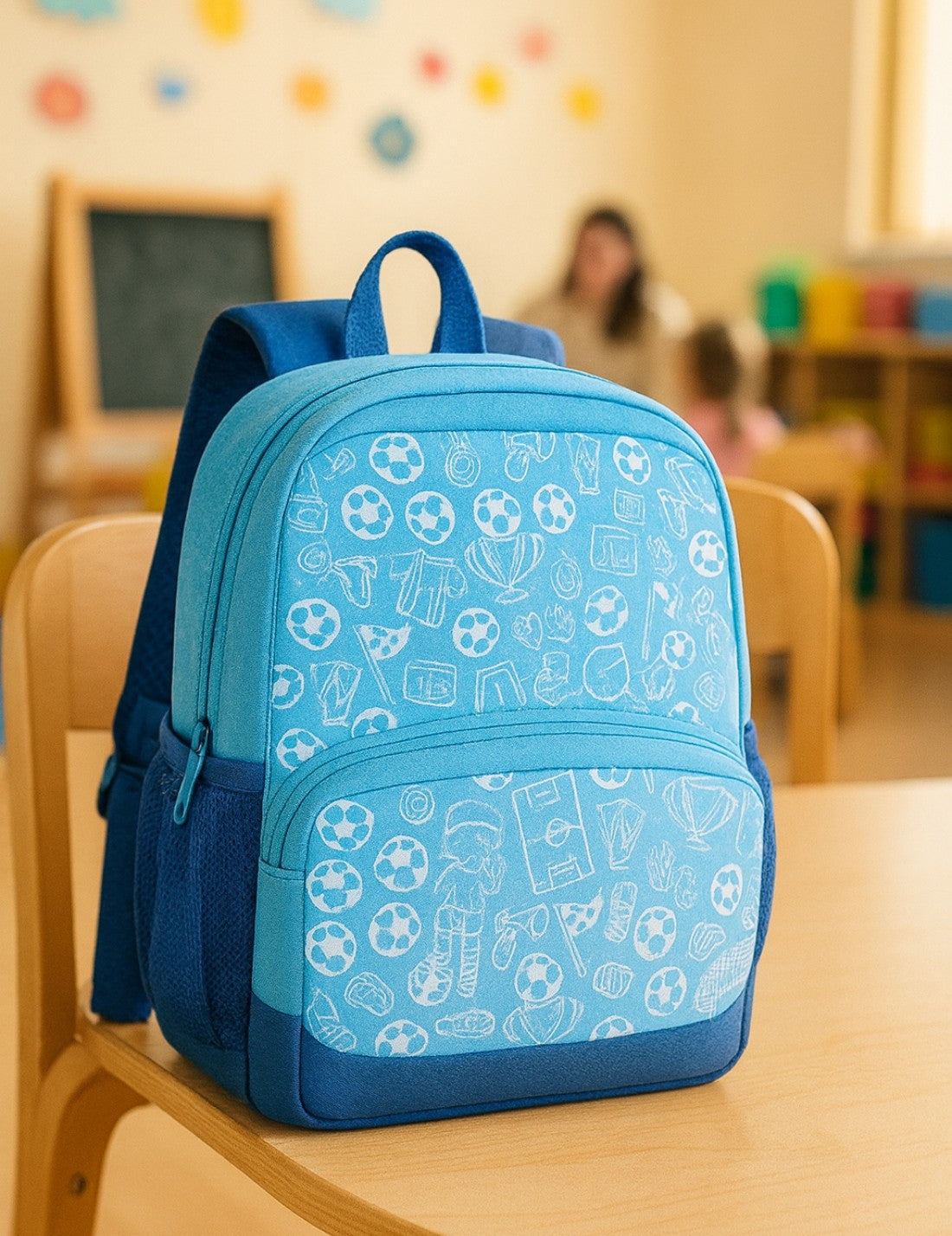 Mini Zaino Asilo Azzurro Calcio