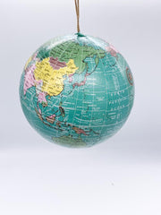 Pallina Albero Di Natale In Plastica Verde Acqua Planisfero 10cm