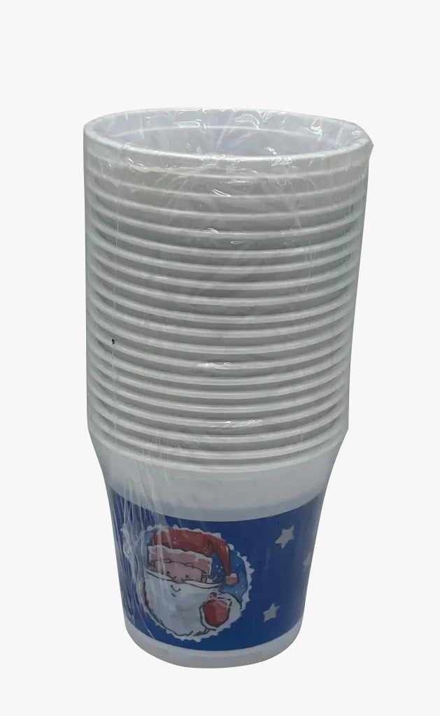 Bicchieri Di Plastica Natalizi Babbo Natale Con Stelline 20PZ 200CC.