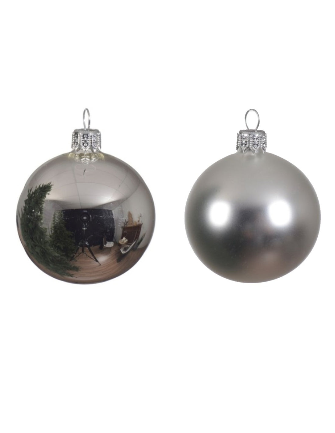 Pallina Albero Di Natale In Vetro Argento 6cm