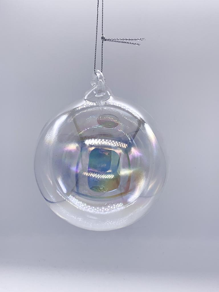 Pallina Albero Di Natale In Vetro Trasparente 10cm