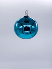 Palline Albero Di Natale In Vetro Turchese Lucido 8cm