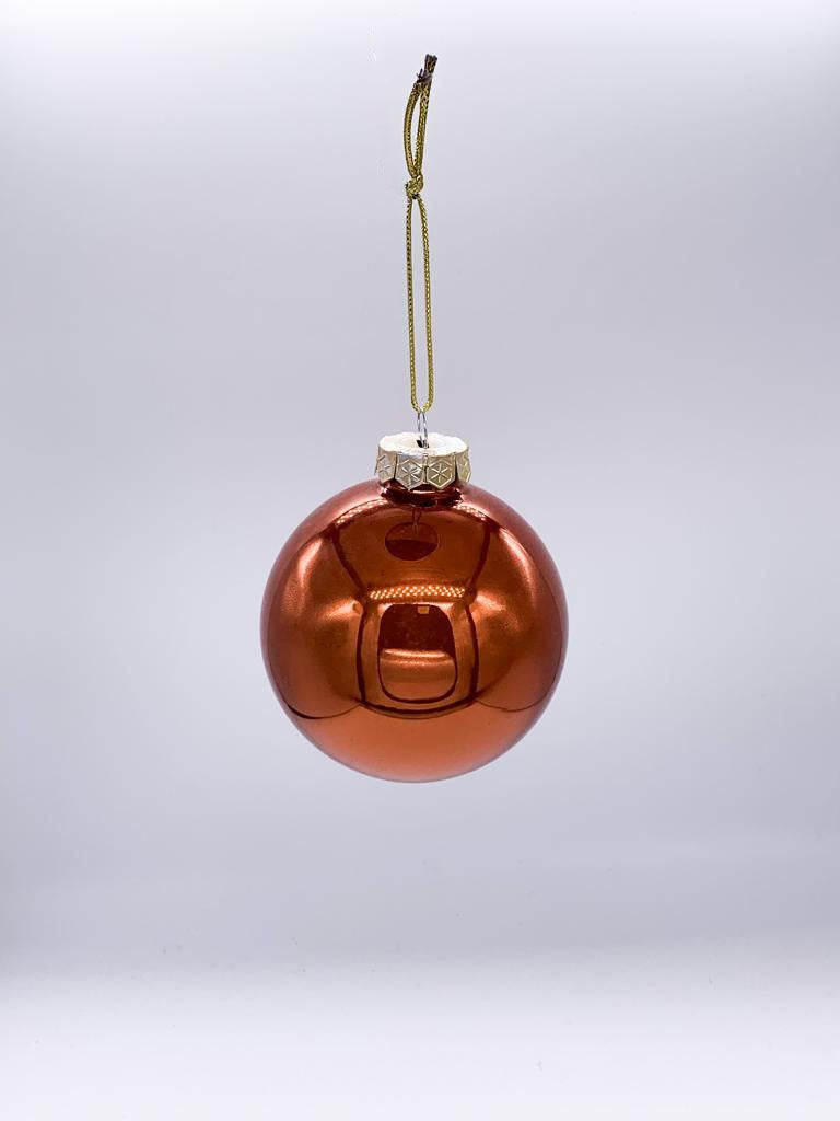Pallina Albero Di Natale In Vetro Ambra Lucido 8cm