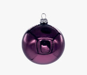 Pallina Albero Di Natale In Vetro Viola Lucido 8cm