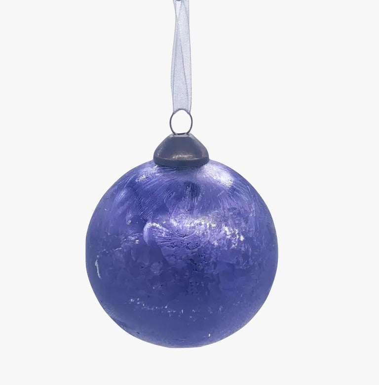 Pallina Albero Di Natale In Vetro Viola Effetto Marmo 8cm