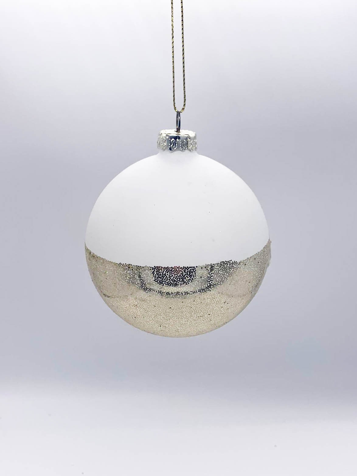 Pallina Albero Di Natale In Vetro Doppio Colore Effetto Piastrellato 8cm