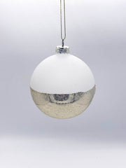 Pallina Albero Di Natale In Vetro Doppio Colore Effetto Piastrellato 8cm