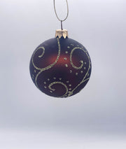 Pallina Albero Di Natale In Vetro Bronzo Con Decorazioni E Glitter 8cm