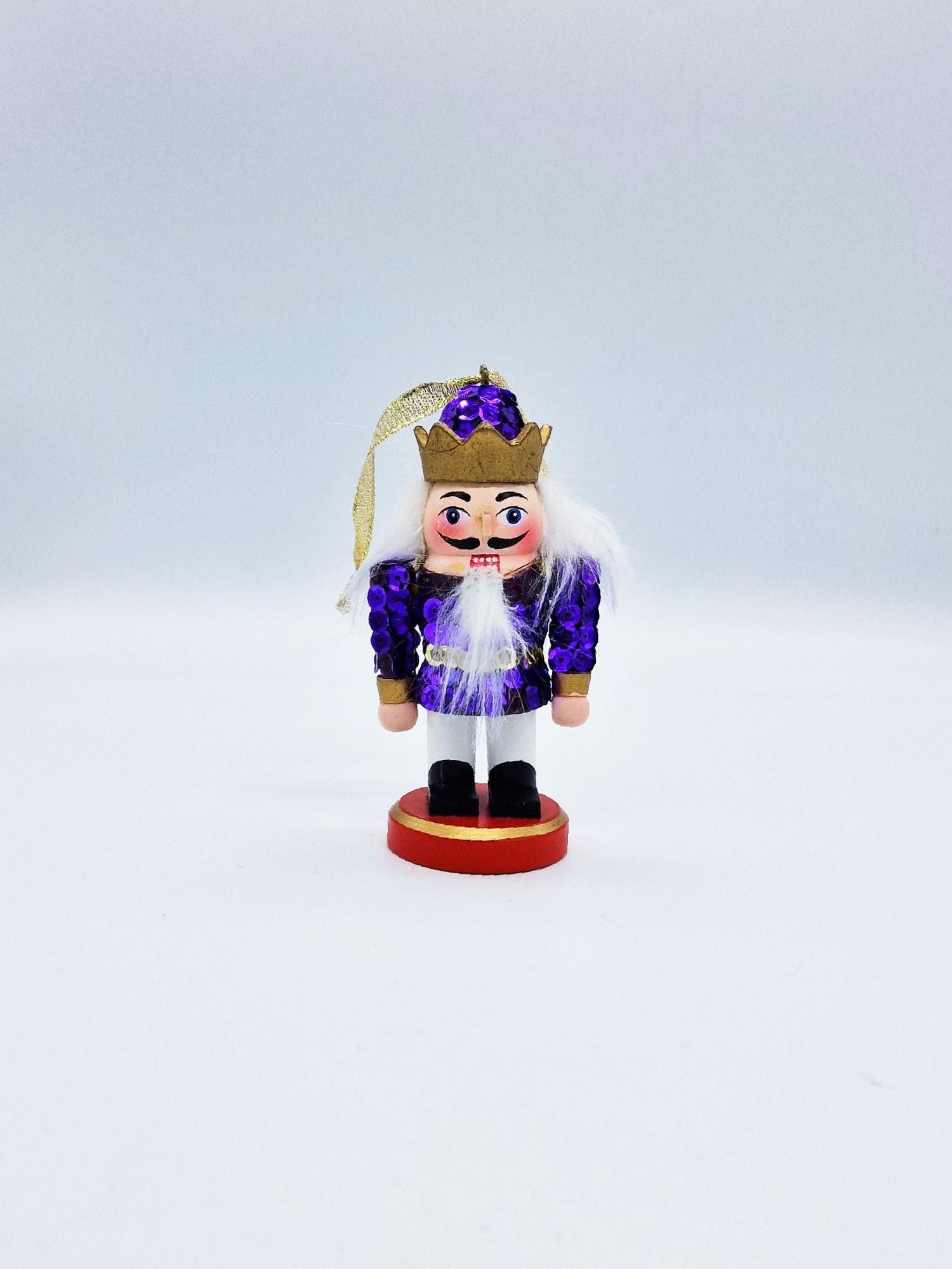 Addobbo Albero Di Natale Soldatino Schiaccianoci Paillettes Viola