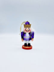 Addobbo Albero Di Natale Soldatino Schiaccianoci Paillettes Viola