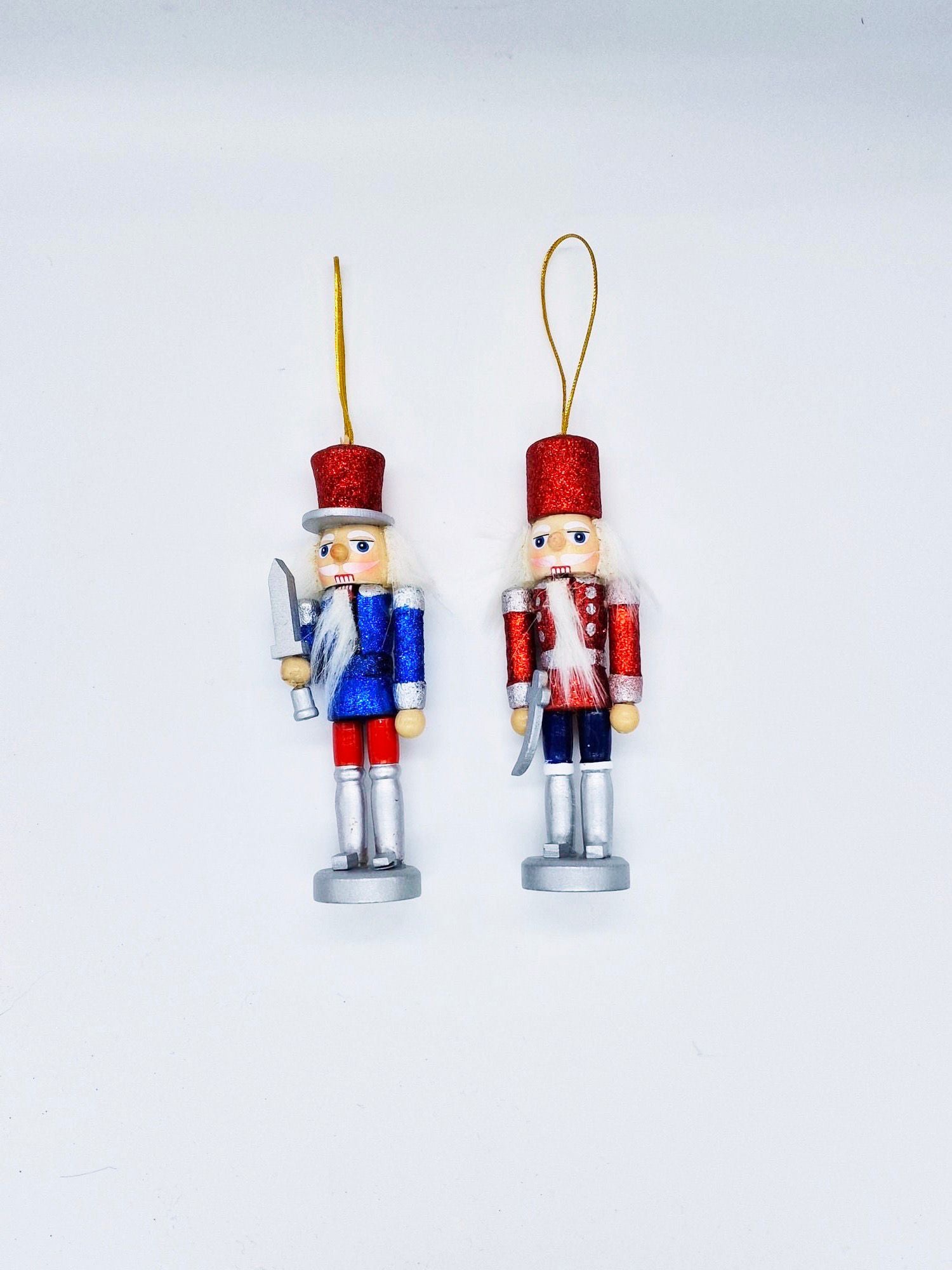 Addobbo Albero Di Natale Soldatino Schiaccianoci Glitter Con Spada