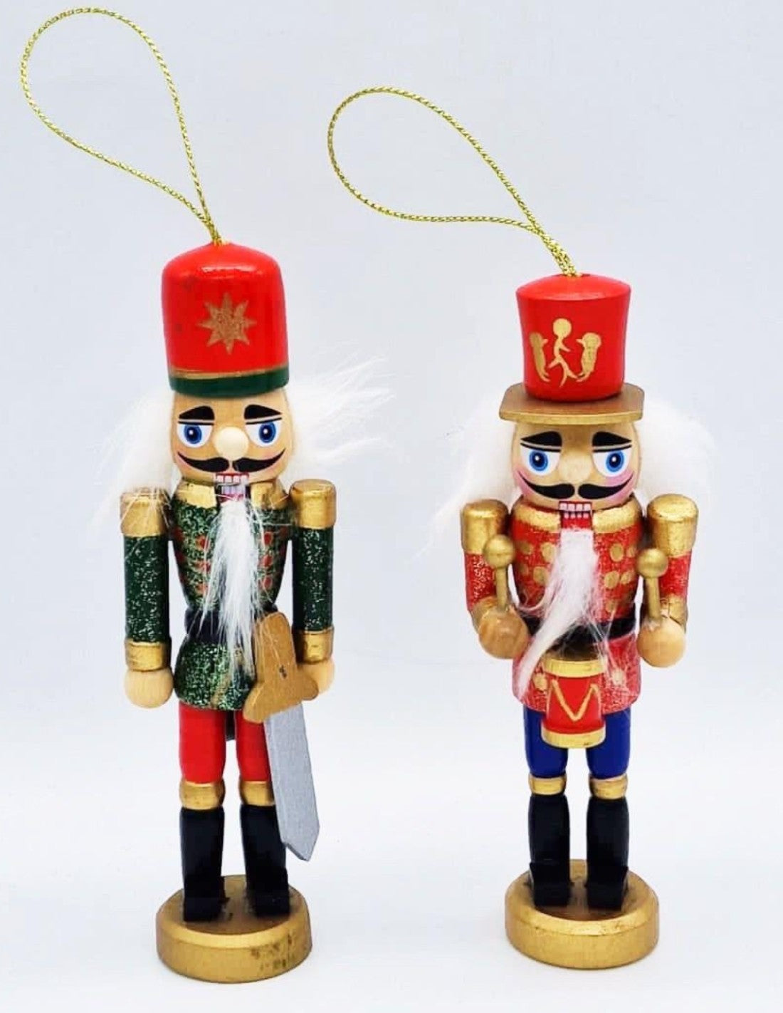 Addobbo Albero Di Natale Soldatino Schiaccianoci Glitter Rosso E Verde