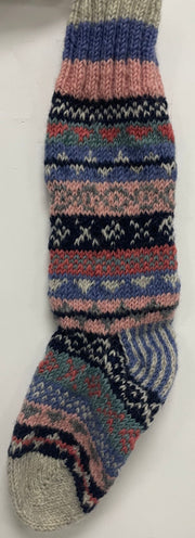 Calza Befana Epifania In Lana Bianca Con Bottoni 20cm