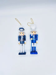 Addobbo Albero Di Natale Soldatino Schiaccianoci Blu e Bianco