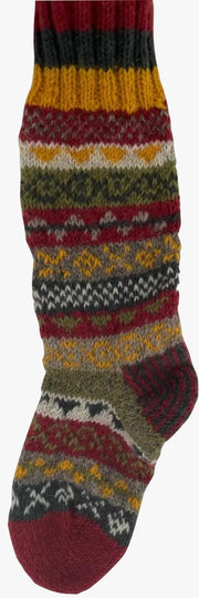 Calza Befana Epifania In Lana Multicolor Con Ricami Natalizi 35cm