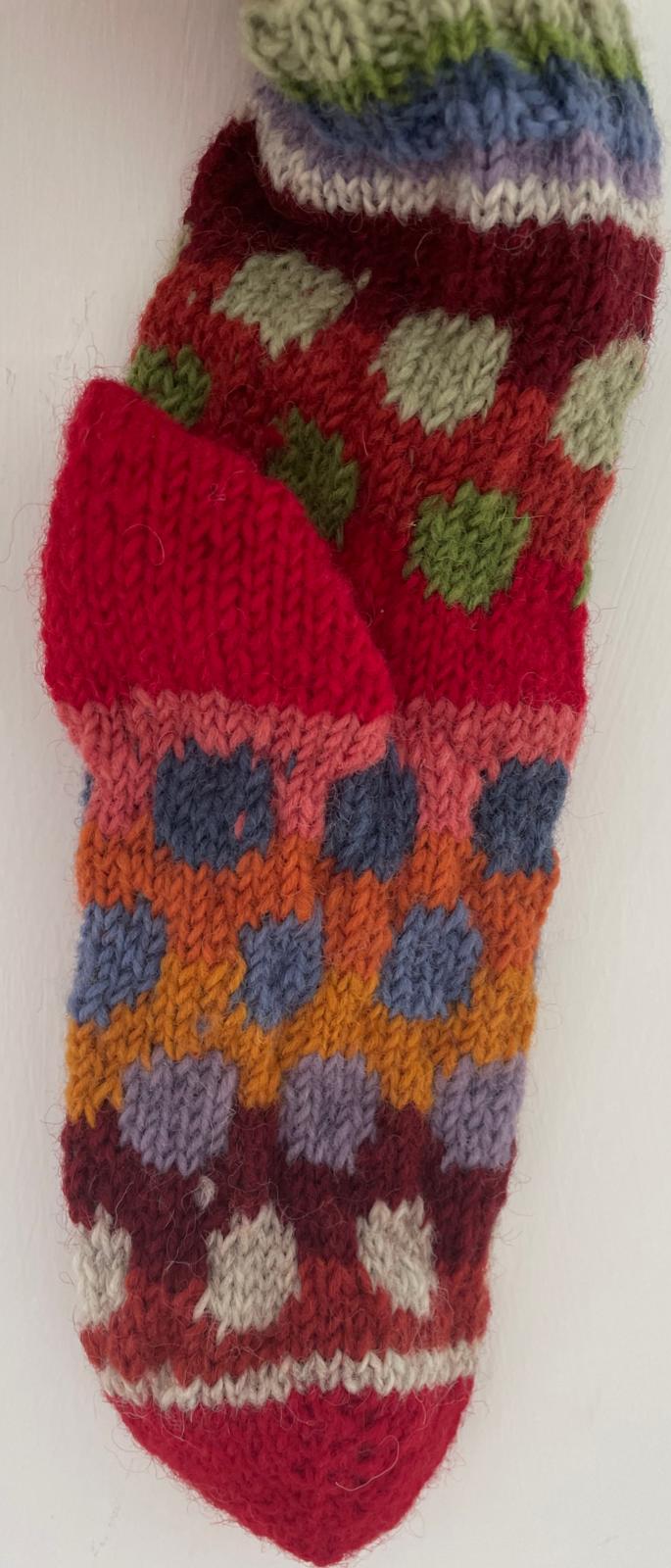 Calza Befana Epifania In Lana Multicolor Con Pois Ricamati 20CM