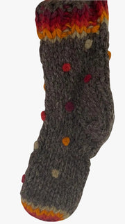 Calza Befana Epifania In Lana Grigia E Arancione 20cm