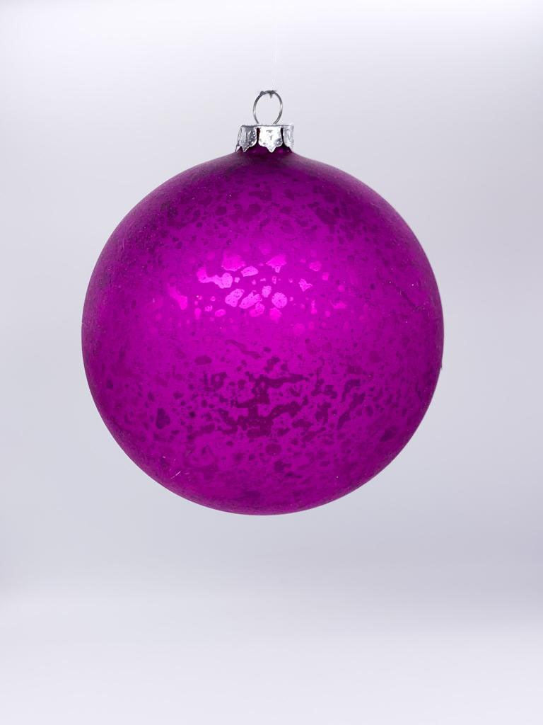Pallina Albero Di Natale In Vetro Viola Effetto Maculato 10cm