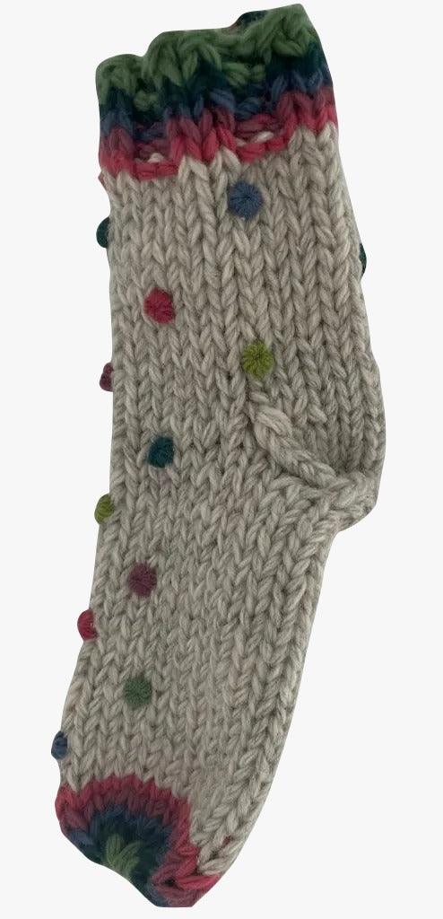 Calza Befana Epifania In Lana Grigia E Rosa 20cm