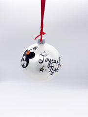 Pallina Albero Di Natale In Vetro Topolino E Minnie Buon Natale 6cm