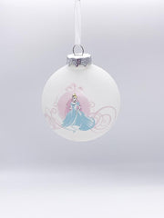 Pallina Albero Di Natale In Vetro Disney Bianca Cenerentola Con Carrozza 8cm
