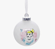Pallina Albero Di Natale In Vetro Disney Bianco Cenerentola 8cm