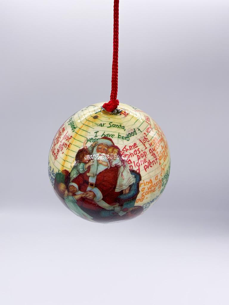 Pallina Albero Di Natale In Plastica Babbo Natale Con Letterine 8cm