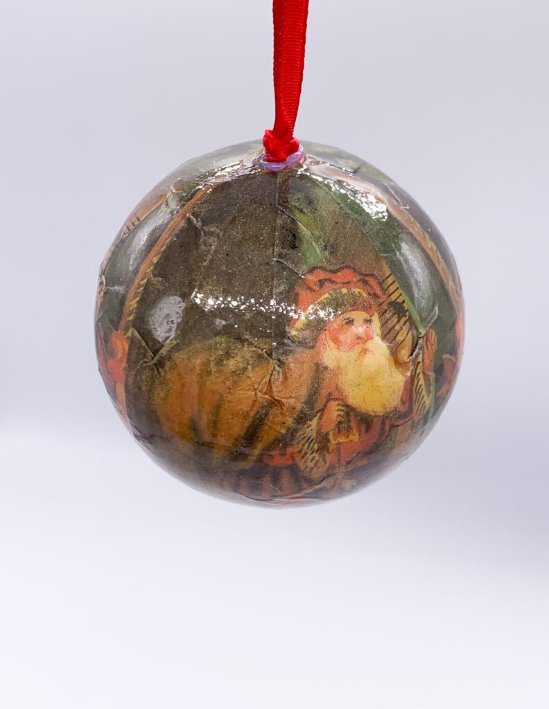 Pallina Albero Di Natale In Plastica Babbo Natale Porta Doni 6cm