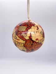 Pallina Albero Di Natale In Plastica Planisfero 8cm