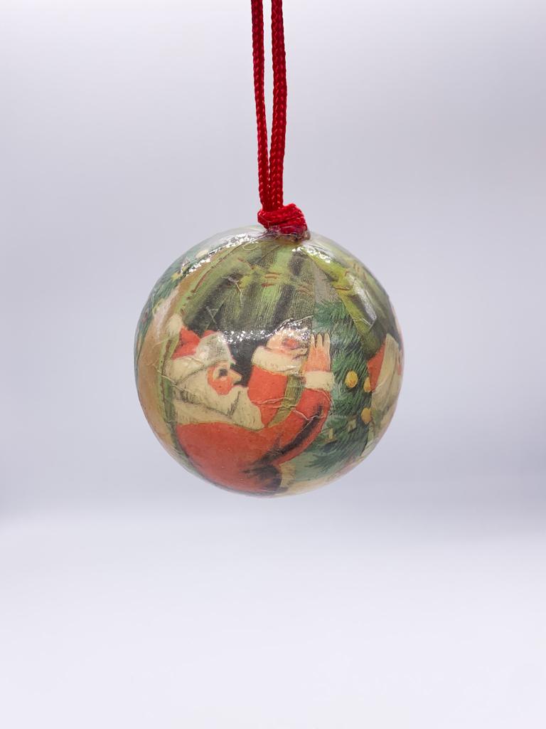 Pallina Albero Di Natale In Plastica Babbo Natale Addobba Albero 6cm