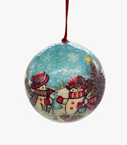 Pallina Albero Di Natale Plastica Pupazzi Di Neve Ed Alberi 8cm